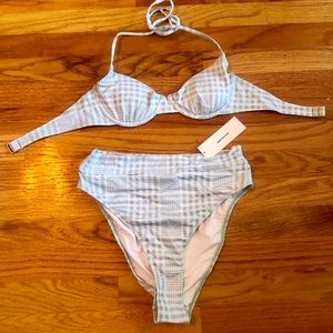 Urban Outfitters high waisted blue gingham bikini